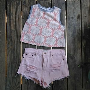 Festival Floral Print Knit Crip Top